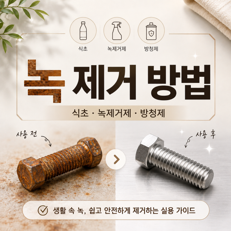 녹 제거 방법｜철·스테인리스·공구 녹 없애는 법, 식초·녹제거제·방청제 사용법