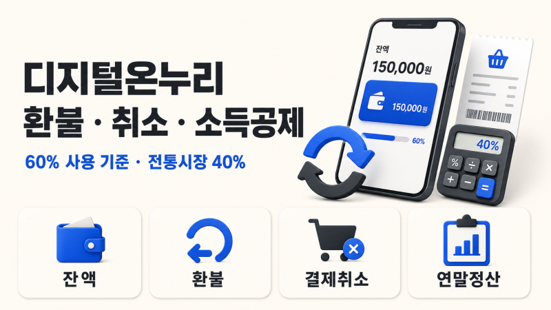 디지털온누리 환불·취소·잔액·소득공제 총정리｜현금영수증까지