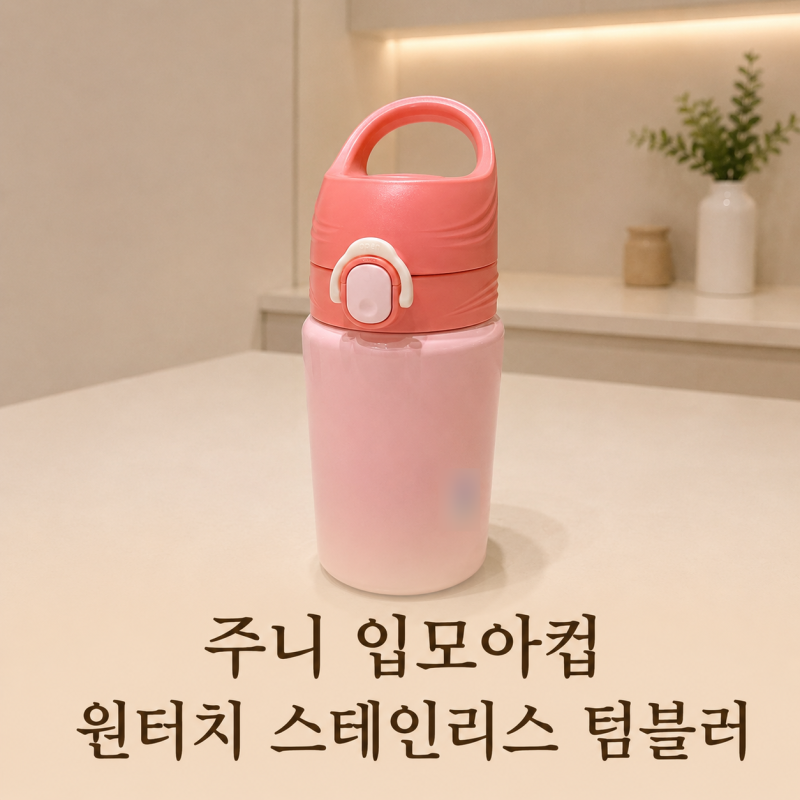 유아 텀블러 추천 주니 입모아컵 원터치 스테인리스 텀블러 내돈내산 후기