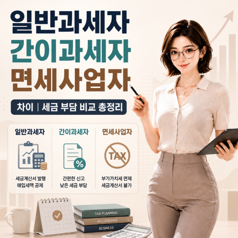 일반과세자 간이과세자 면세사업자 차이｜세금 부담 비교 총정리