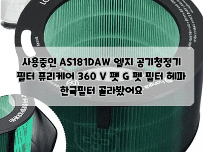 사용중인 AS181DAW 엘지 공기청정기 필터 퓨리케어 360 V 펫 G 펫 필터 헤파 한국필터 골라봤어요