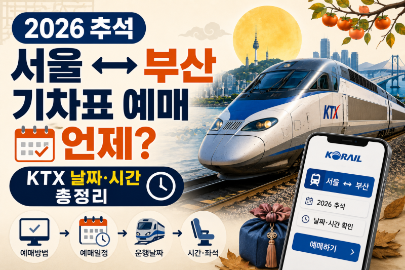 2026 추석 서울 부산 기차표 예매 언제?｜KTX 날짜·시간 총정리