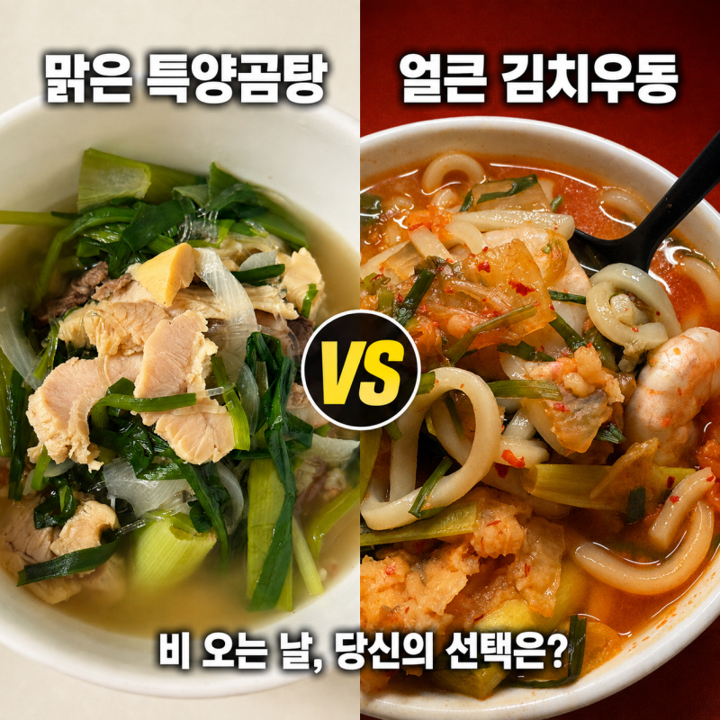 코스트코 특양곰탕 vs 트레이더스 투다리 김치우동, 비 오는 날 두 입맛 살린 메뉴