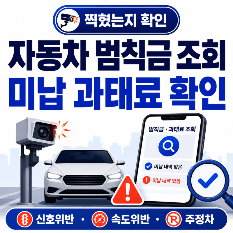 자동차 범칙금 조회·미납 과태료 조회 방법｜신호위반·속도위반·주정차 과태료 정리