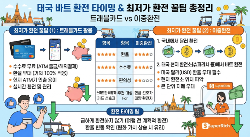 태국 바트 환전 타이밍 & 최저가 환전 꿀팁 총정리 (트래블카드 vs 이중환전)