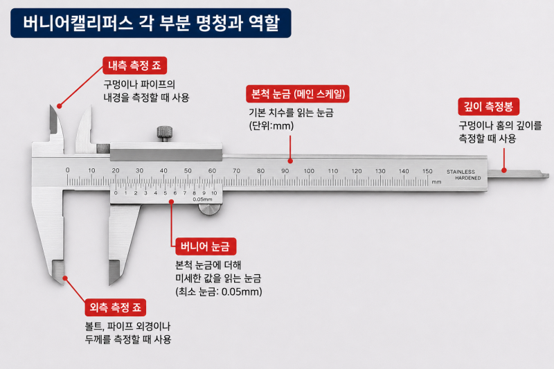 버니어캘리퍼스 읽는 법｜내경·외경·깊이 측정 방법