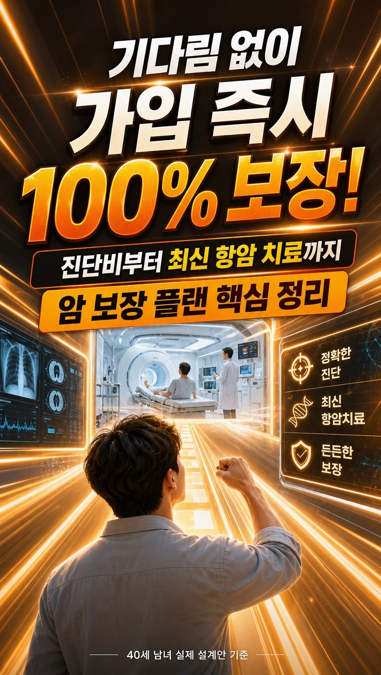 기다림 없이 가입 즉시 100% 보장! 진단비부터 최신 항암 치료까지 완벽 대비하는 암 주요치료....