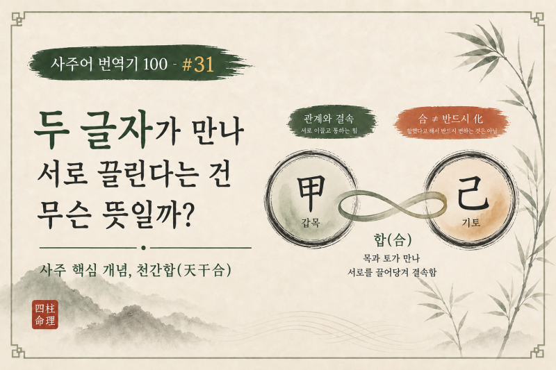 사주어 번역기 100 #31 | 천간합(天干合)_두 글자가 만나 서로 끌린다는 건 무슨 뜻일까요?