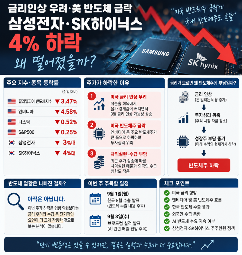 “금리인상 우려·美 반도체 급락”…삼성전자·SK하이닉스 4% 하락, 왜?