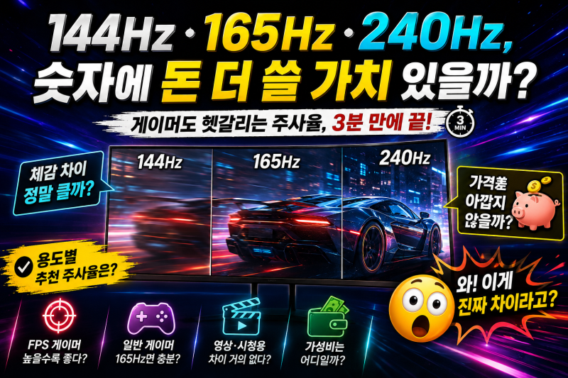 144Hz·165Hz·240Hz, 숫자에 돈 더 쓸 가치 있을까?