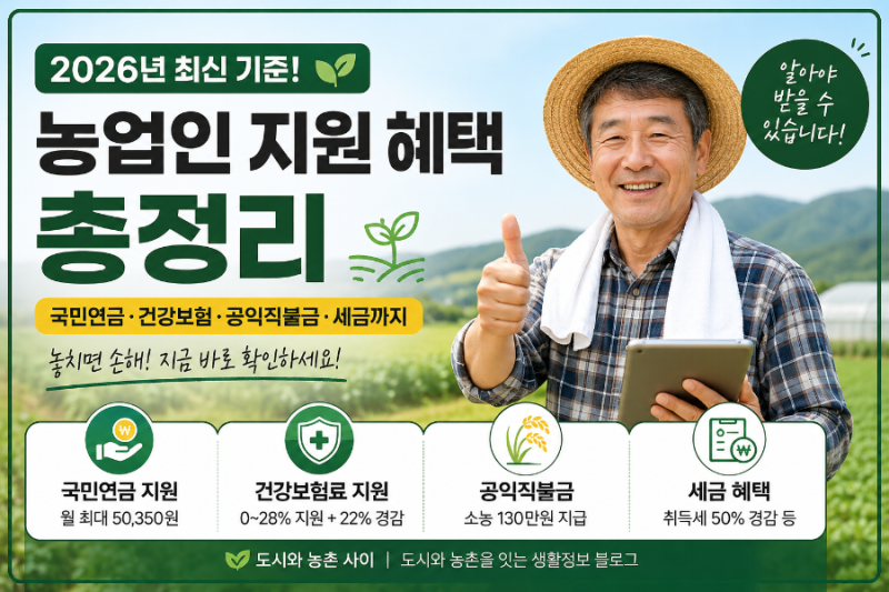 2026년 농업인 지원 혜택 총정리｜국민연금·건강보험·공익직불금·세금까지