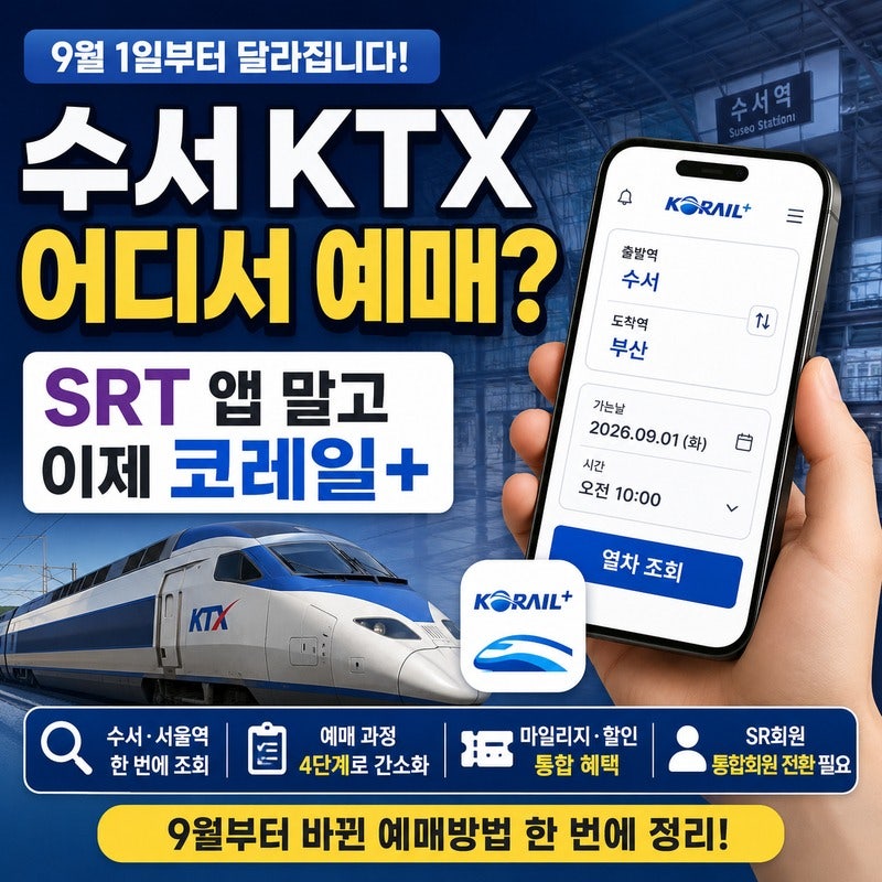 코레일+ 앱 사용법｜9월부터 수서 KTX 예매 어디서 할까