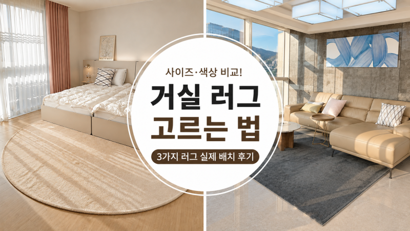 거실 러그 사이즈·색상 고르는 법｜3가지 러그 실제 배치 후기