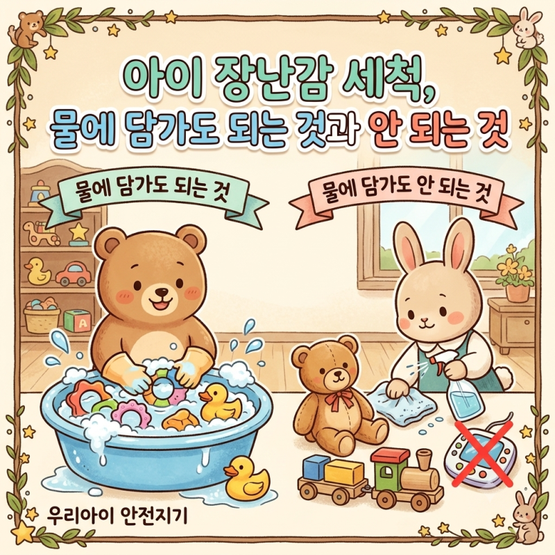 아이 장난감 세척, 물에 담가도 되는 것과 안 되는 것