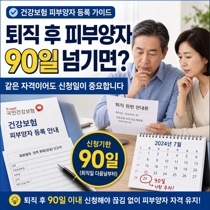 건강보험 피부양자 등록, 퇴직 후 언제 신청해야 할까｜90일 지나면 달라지는 점