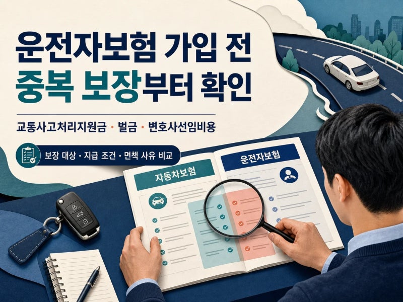 운전자보험 비교에서 가입 전에 확인할 보장과 중복 여부 기준 5가지 (+ 교통사고처리지원금,....