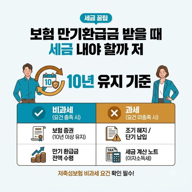 보험 만기환급금 받을 때 세금 내야 할까 저축성보험 비과세 요건과 10년 유지 기준 비과세 ....