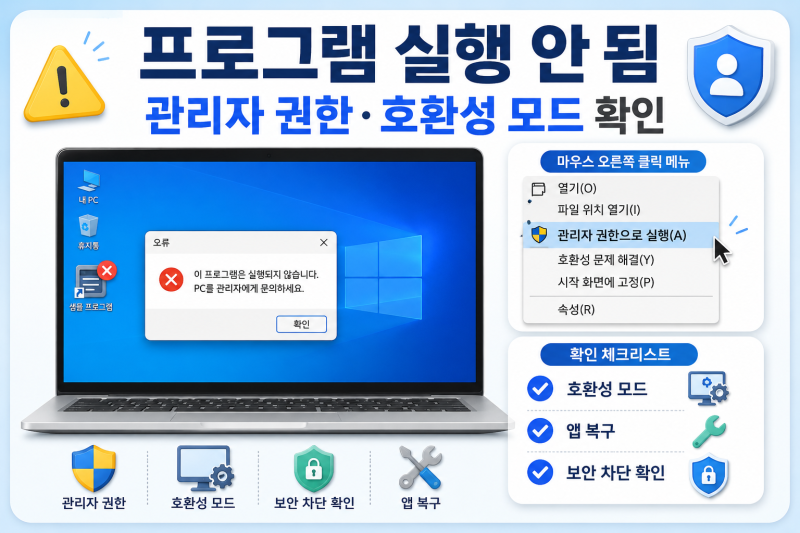 프로그램이 실행 안 될 때, 관리자 권한과 호환성 모드 먼저 확인하기