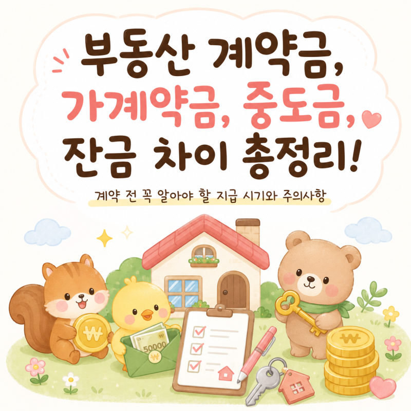 부동산 계약금, 가계약금, 중도금, 잔금 차이 총정리!