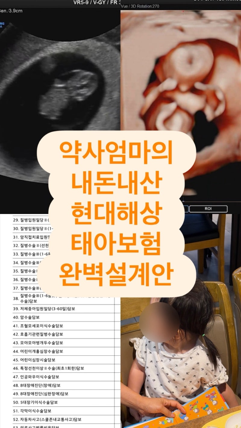 현대해상 태아보험 가성비 설계안 : 약사엄마 20년납 30세만기 설계안 및 설계사님 추천 산모....