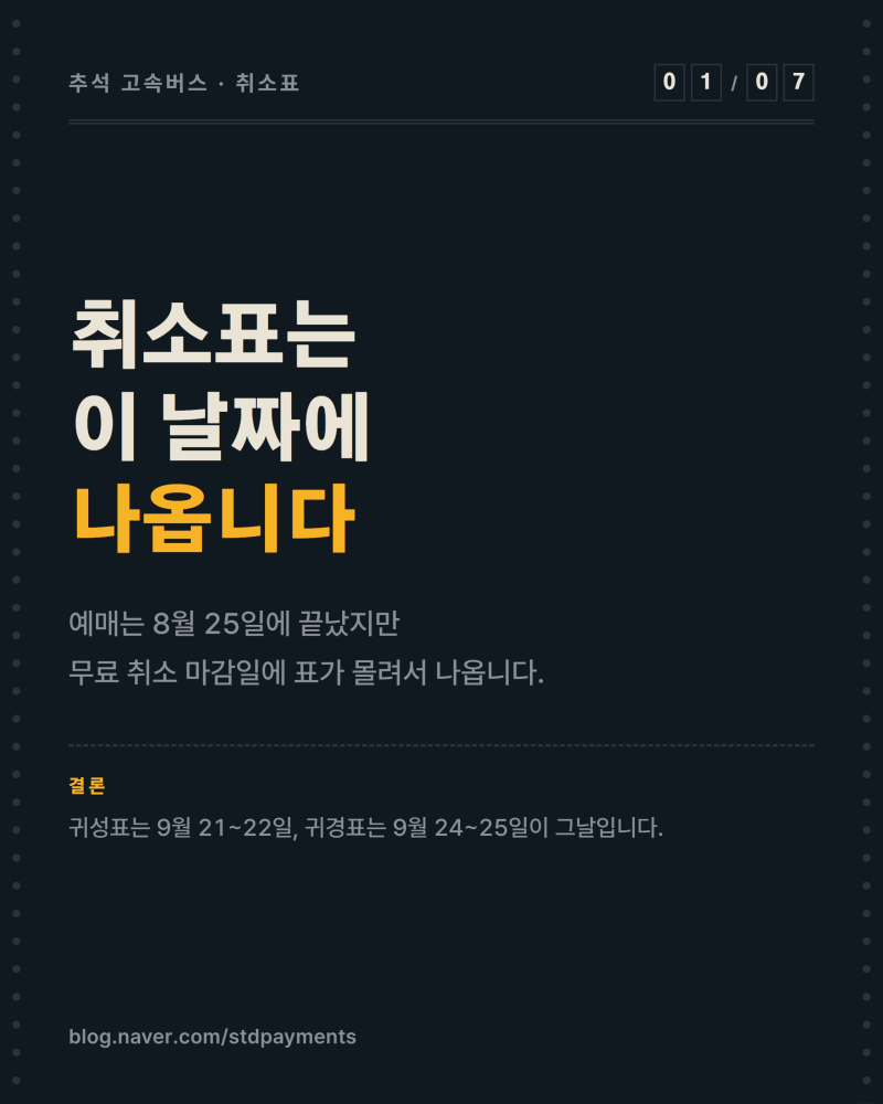 추석 고속버스 예매 놓쳤어도, 취소표는 이 날짜에 나옵니다
