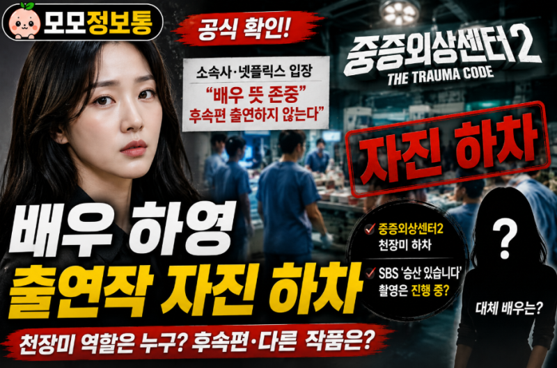 “결국 먼저 물러났다” 배우 하영, 중증외상센터2 자진하차