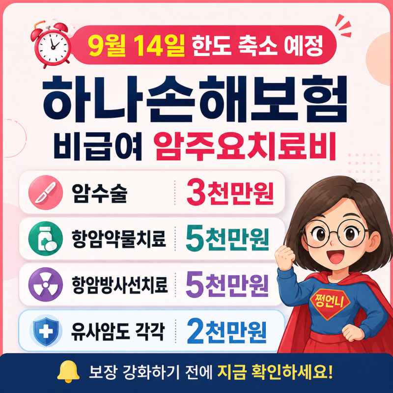 하나손해보험비급여암치료비,암수술비.항암약물.항암방사선 최대1억보장
