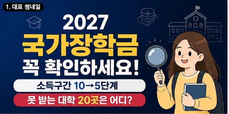 2027 국가장학금 꼭 확인하세요｜소득구간 10→5단계·못 받는 대학 20곳은 어디?