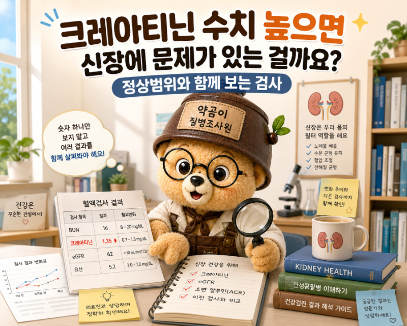 크레아티닌 수치 높으면 신장에 문제가 있는 걸까요? 정상범위와 함께 보는 검사