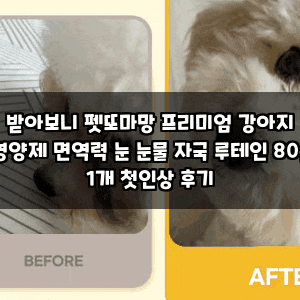 받아보니 펫또마망 프리미엄 강아지 영양제 면역력 눈 눈물 자국 루테인 80g 1개 첫인상 후기