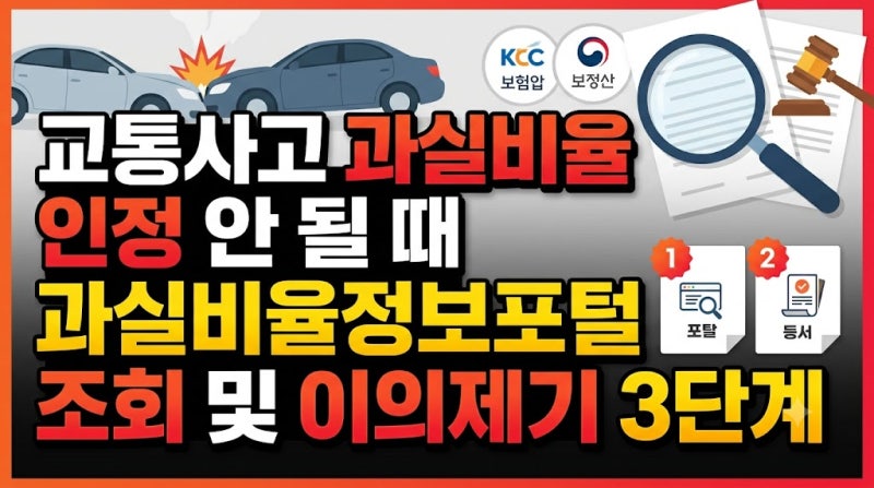 교통사고 과실비율 인정 안 될 때 과실비율정보포털 조회 및 이의제기 3단계