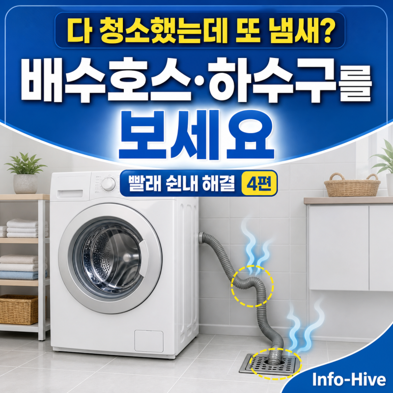 “세탁기 다 청소했는데 또 냄새?” 배수호스·하수구 역류 확인법