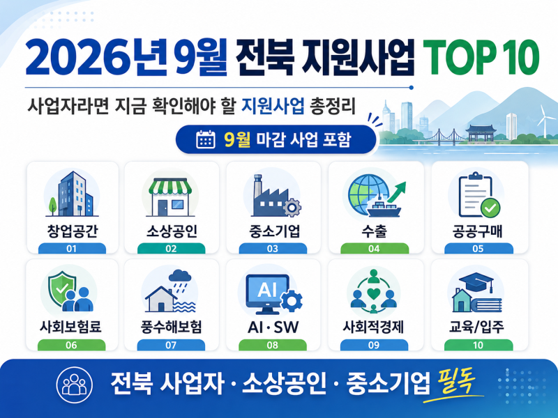 2026년 9월 전북 사업자라면 확인하세요, 지금 신청 가능한 지원사업