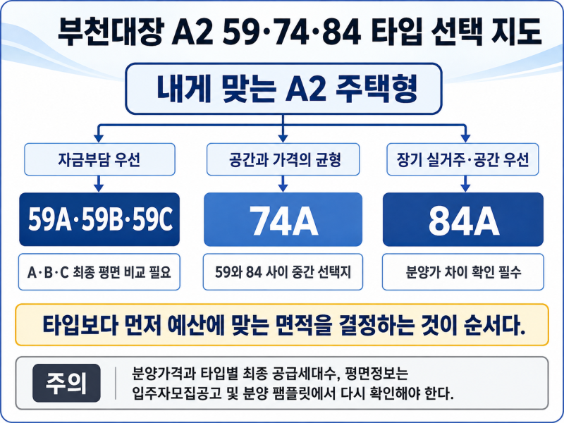 부천대장 A2 548세대 타입 공개, 59A·59B·59C·74A·84A 중 어디가 좋을까?