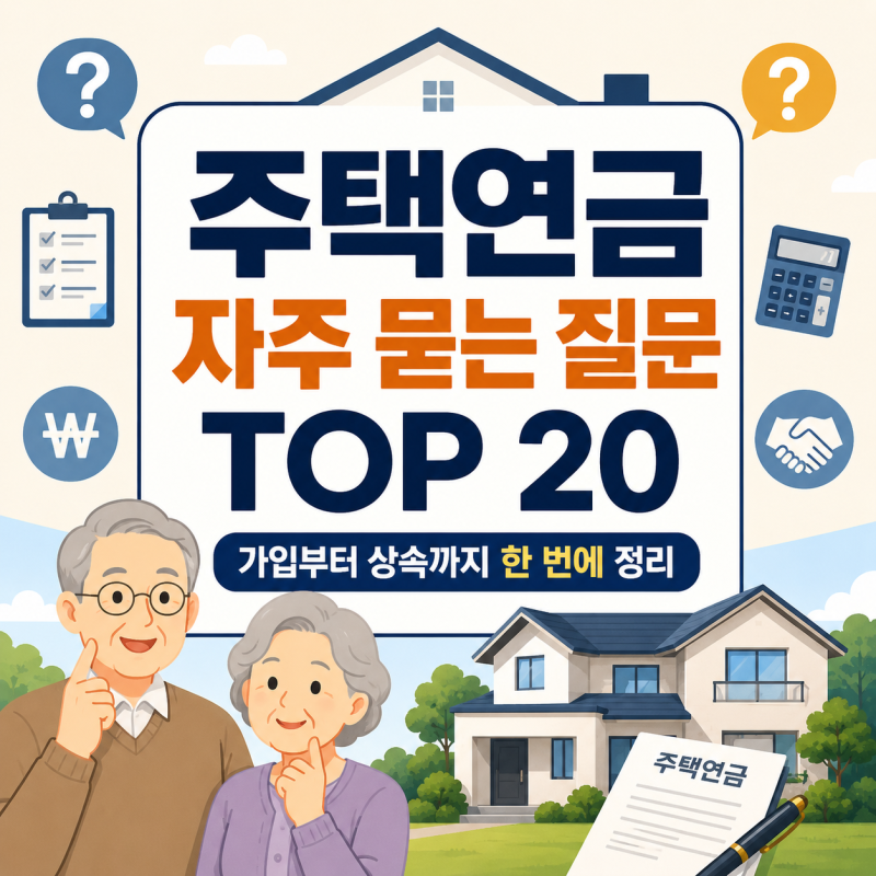 주택연금 자주 묻는 질문 TOP 20｜가입부터 상속까지 한 번에 정리