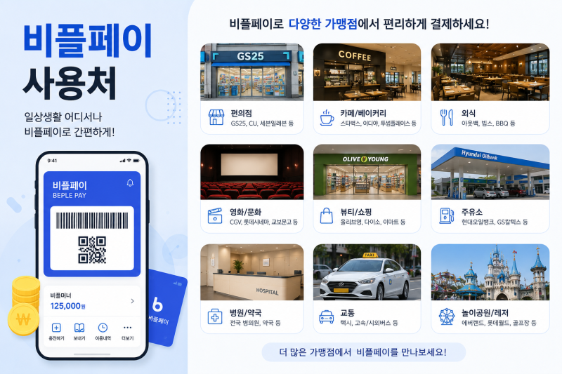 비플페이 사용처 가맹점 조회하기