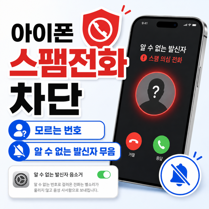 아이폰 스팸전화 차단 방법｜모르는 번호·알 수 없는 발신자 무음 설정