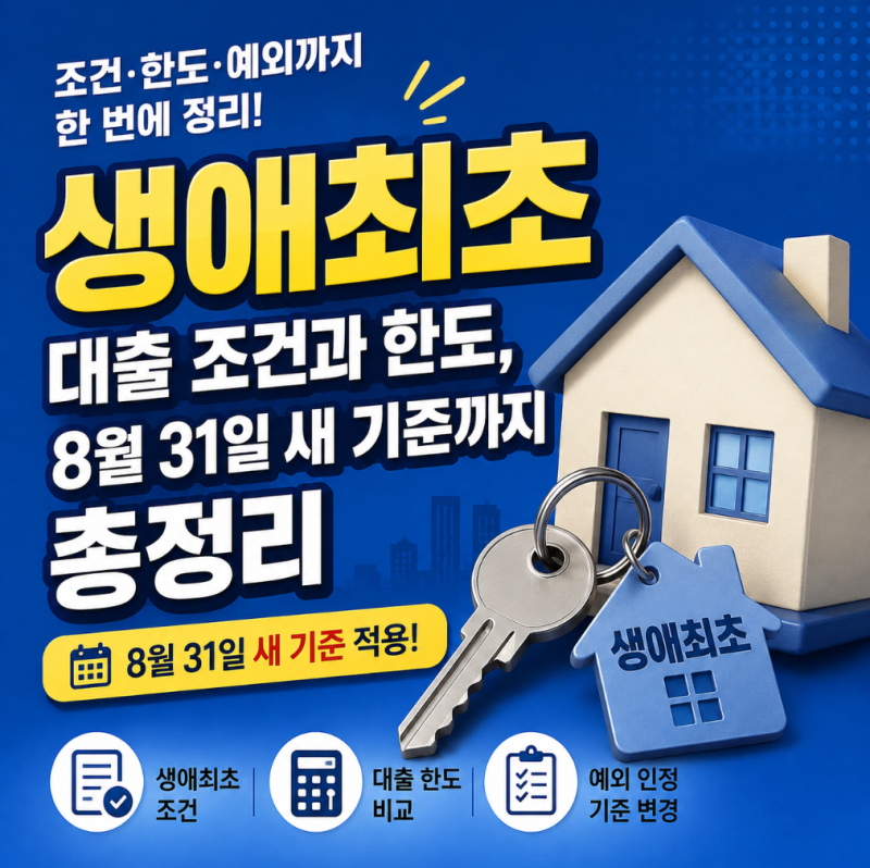 생애최초 대출 조건과 한도, 8월 31일 새 기준까지 총정리
