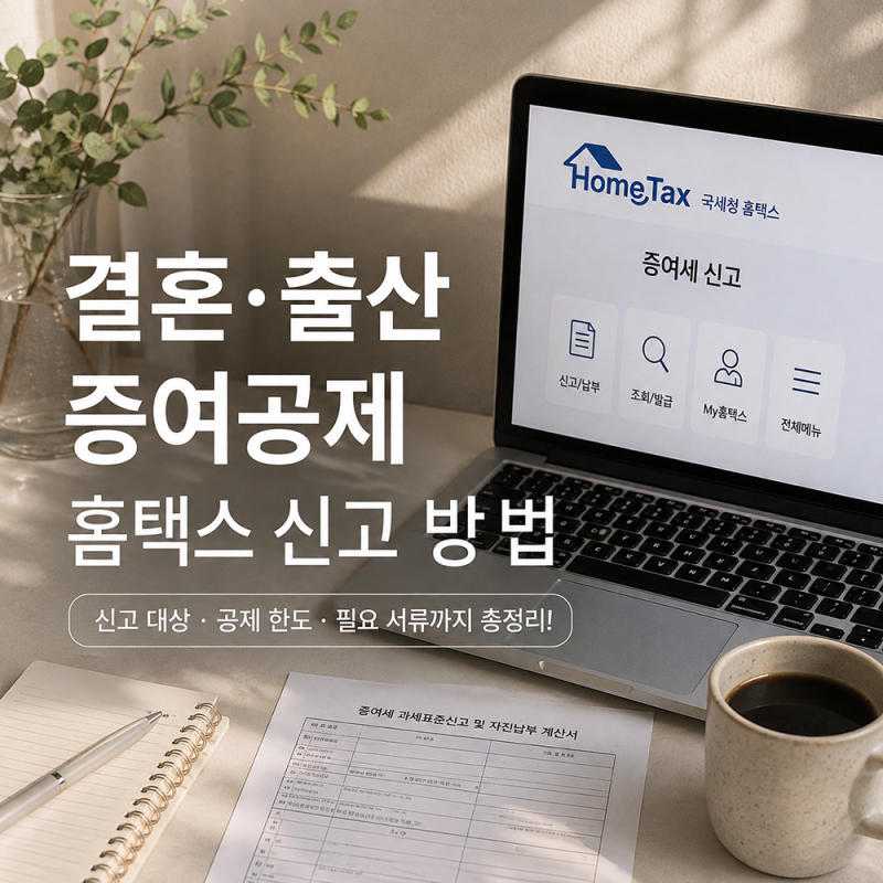 [혼인 출산 증여 신고방법] 홈택스 신고기한 결혼 증여세 공제 신고 준비물
