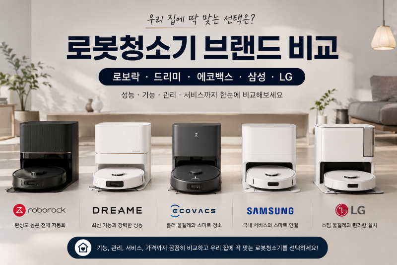 로봇청소기 브랜드 뭐가 좋을까? 로보락·드리미·에코백스·삼성·LG 비교