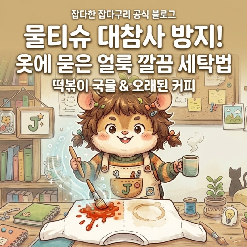 물티슈 대참사 방지! 옷에 묻은 얼룩(떡볶이 국물, 오래된 커피) 깔끔하게 지우기