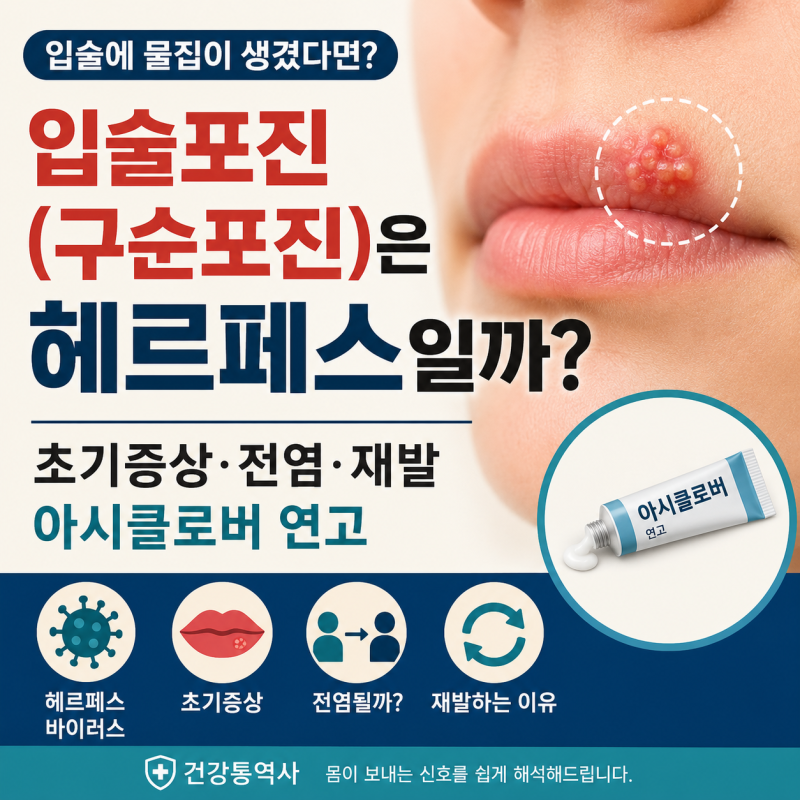 입술포진(구순포진)은 헤르페스일까? 초기증상·전염·재발 이유와 아시클로버 사용법