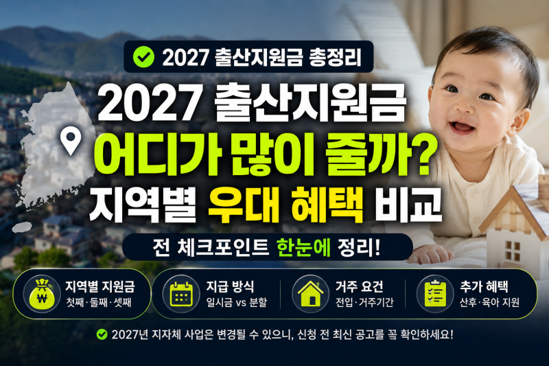 2027 출산지원금 어디가 많이 줄까? 우대지역 혜택 비교 총정리