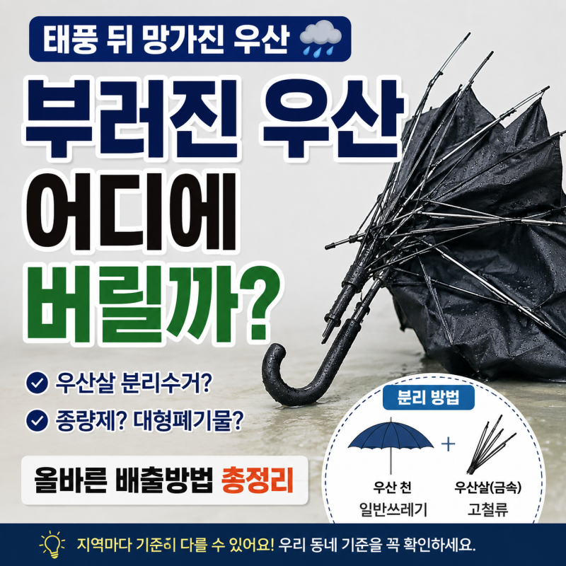 부러진 우산 버리는 법 우산살 분리수거 배출방법