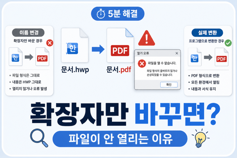 확장자만 바꿨는데 파일이 안 열리는 이유, 파일 형식 변환과 이름 변경 차이
