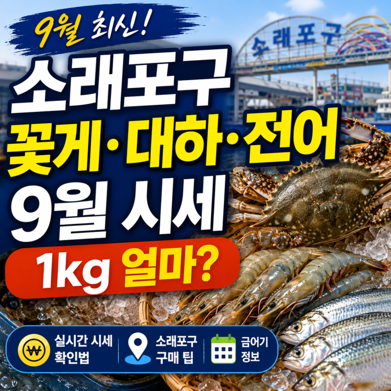 금어기 끝난 첫 꽃게, 소래포구 꽃게·대하·전어 1kg 9월 시세 확인하는 법