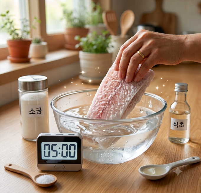 전자레인지 없이! 냉동 고기·생선 비린내 없이 5분 만에 촉촉 해동하는 살림꿀팁