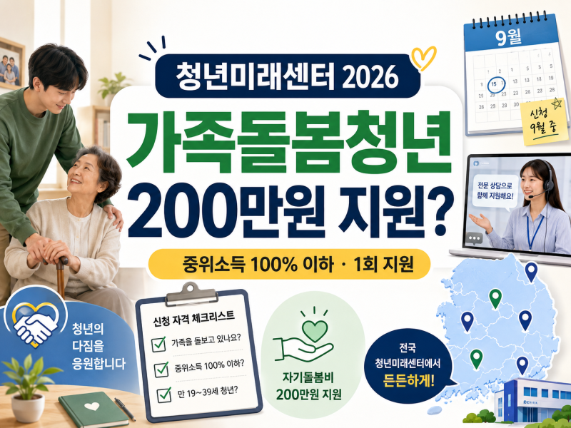 청년미래센터 2026 가족돌봄청년 200만원 지원, 나는 신청할 수 있을까?