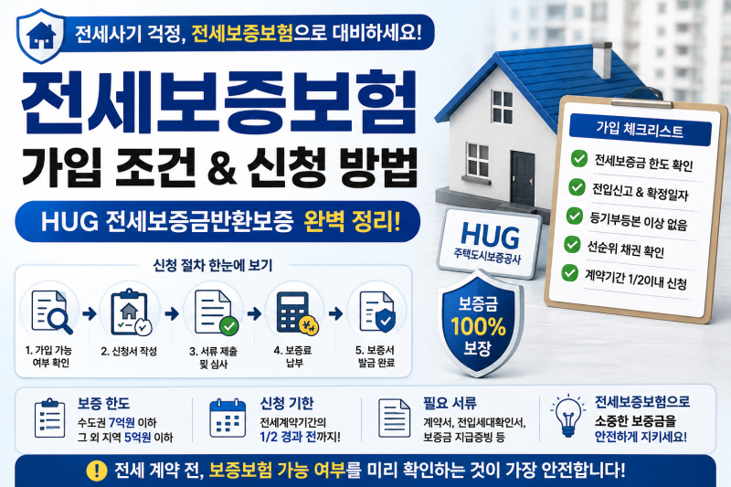 전세보증보험 가입 조건, HUG 신청기한·필요서류와 신청방법 정리