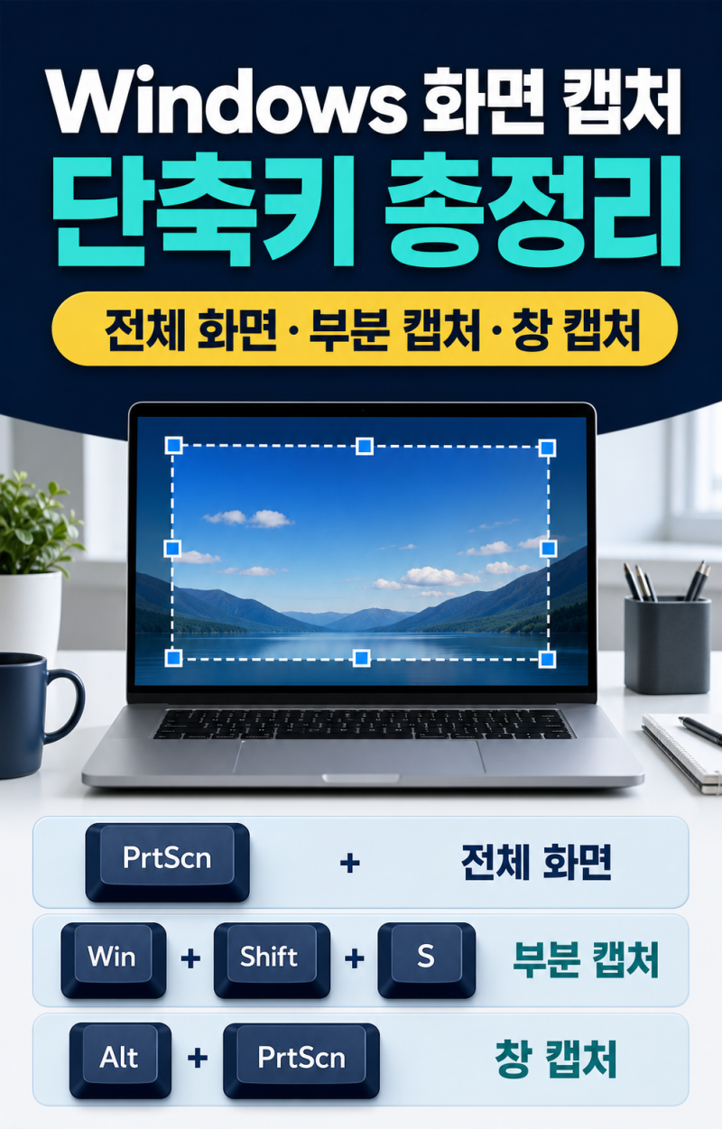 Windows 화면 캡처 단축키 총정리｜전체 화면·부분 캡처·창 캡처